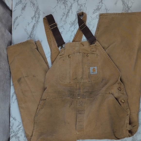 46x30 Carhartt Tan Work Overalls● Made In USA ● Union Made